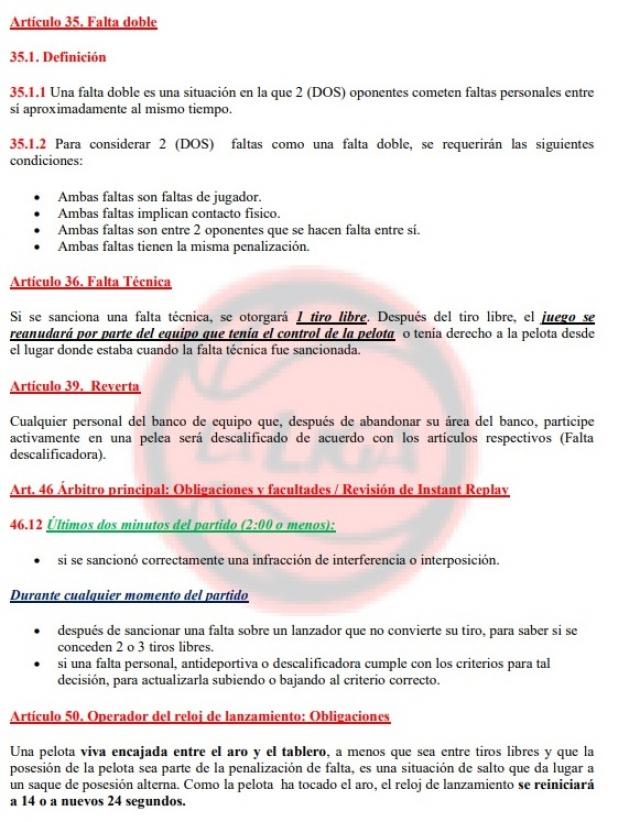 Interpretaciones a las nuevas reglas FIBA